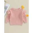 thumbnail image 2 of Wassery Infant Baby Girls Sweaters Toddler Girls Ruffle Long Sleeve Crew Neck Loose Knitted Pullovers 3 6 9 12 18 24 Months Newborn Girls Fall Winter Warm Clothes, 2 of 9