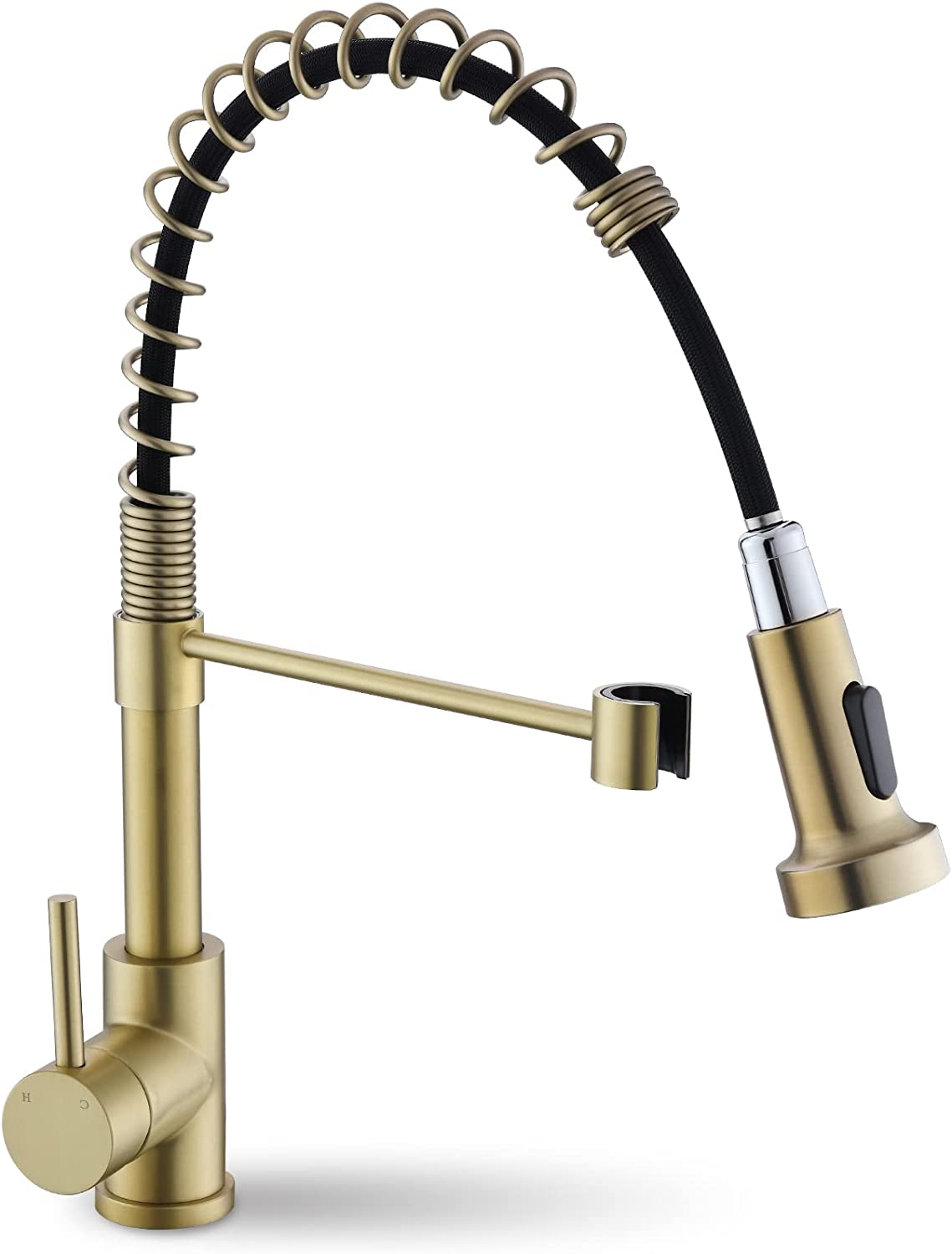 CES Brushed Gold Kitchen Sink Faucet, Kitchen Faucets with Pull Down
