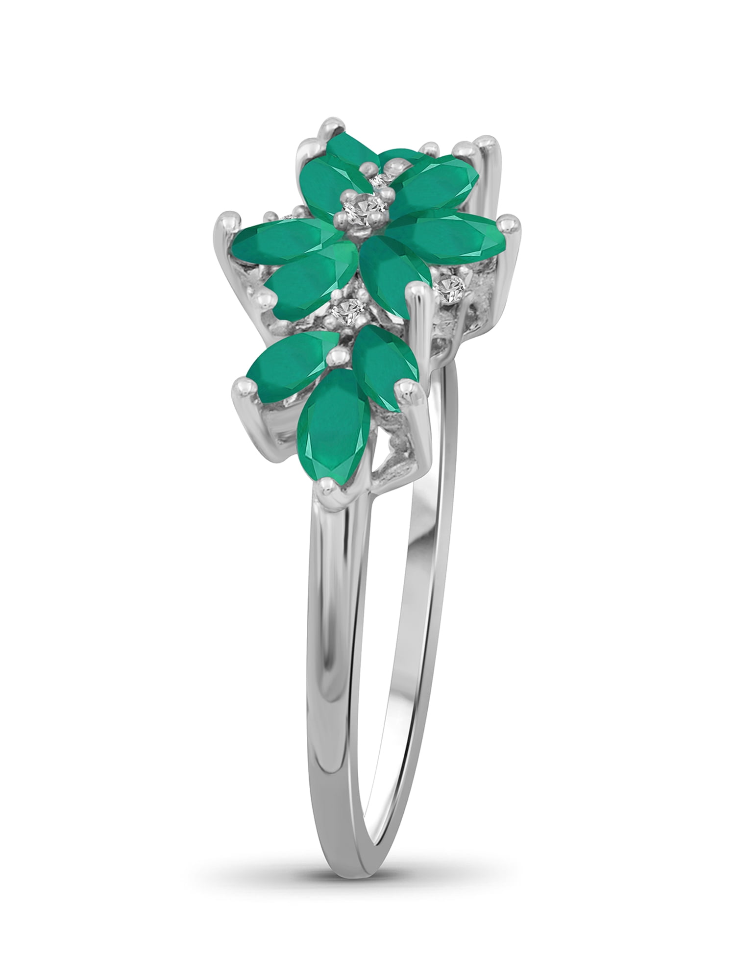 JewelersClub Emerald Ring Birthstone Jewelry – 1.00 Carat Emerald Sterling Silver Ring Jewelry with White Diamond Accent – Gemstone Rings with Hypoallergenic Sterling Silver Band