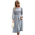 thumbnail image 5 of Valcatch Women's Crew Neck Long Sleeve Dresses Floral Ruffle Flowy Maxi Dress, 5 of 6