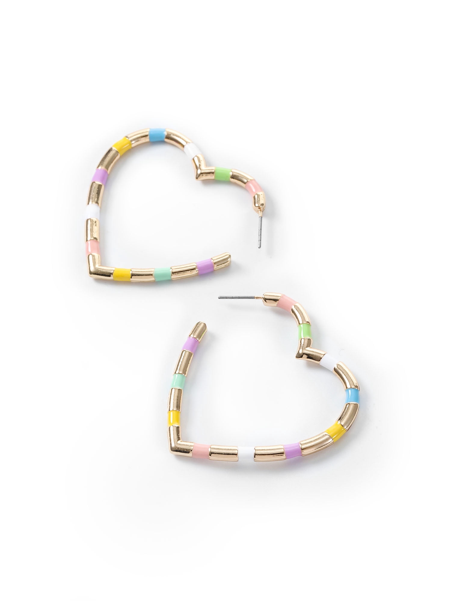 Packed Party Gold and Pastel Heart Hoops, 1 Pair