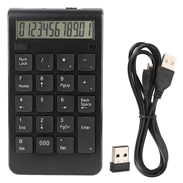 Clavier numérique sans fil, mini clavier numérique portable, clavier numérique de comptabilité USB, noir
