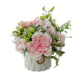 thumbnail image 1 of Bewildely Flores artificiales Florero de cerámica Faux Silk Rose Plantas Cuerda de cáñamo Bonsai al aire libre Decoración para el hogar Maceta Decoración Rosa Bewildely HA083941-04, 1 of 6