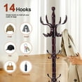 thumbnail image 3 of Wooden coat rack freestanding, 14 Hooks Coat racks stand for Entryway, Adjustable Height Coat Tree for Hats, jacket, Handbags, Vintage heavy duty coat rack, 3 of 7