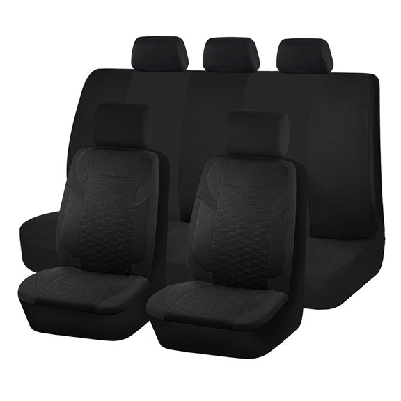 Autoking Cover Universal Car Seat Covers Set Lattice Polyester 4pcs/9pcs Racing Seat Protector Accessories Interior Black-Set
