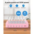 thumbnail image 2 of Estación de carga USB SOOPII de 6 puertos, organizador de 50 W, rosa, 2 of 8