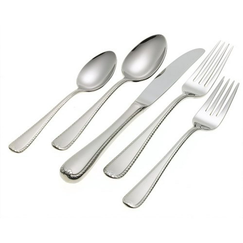 Gorham Ribbon Edge Frosted 5Piece Stainless Steel Flatware Place