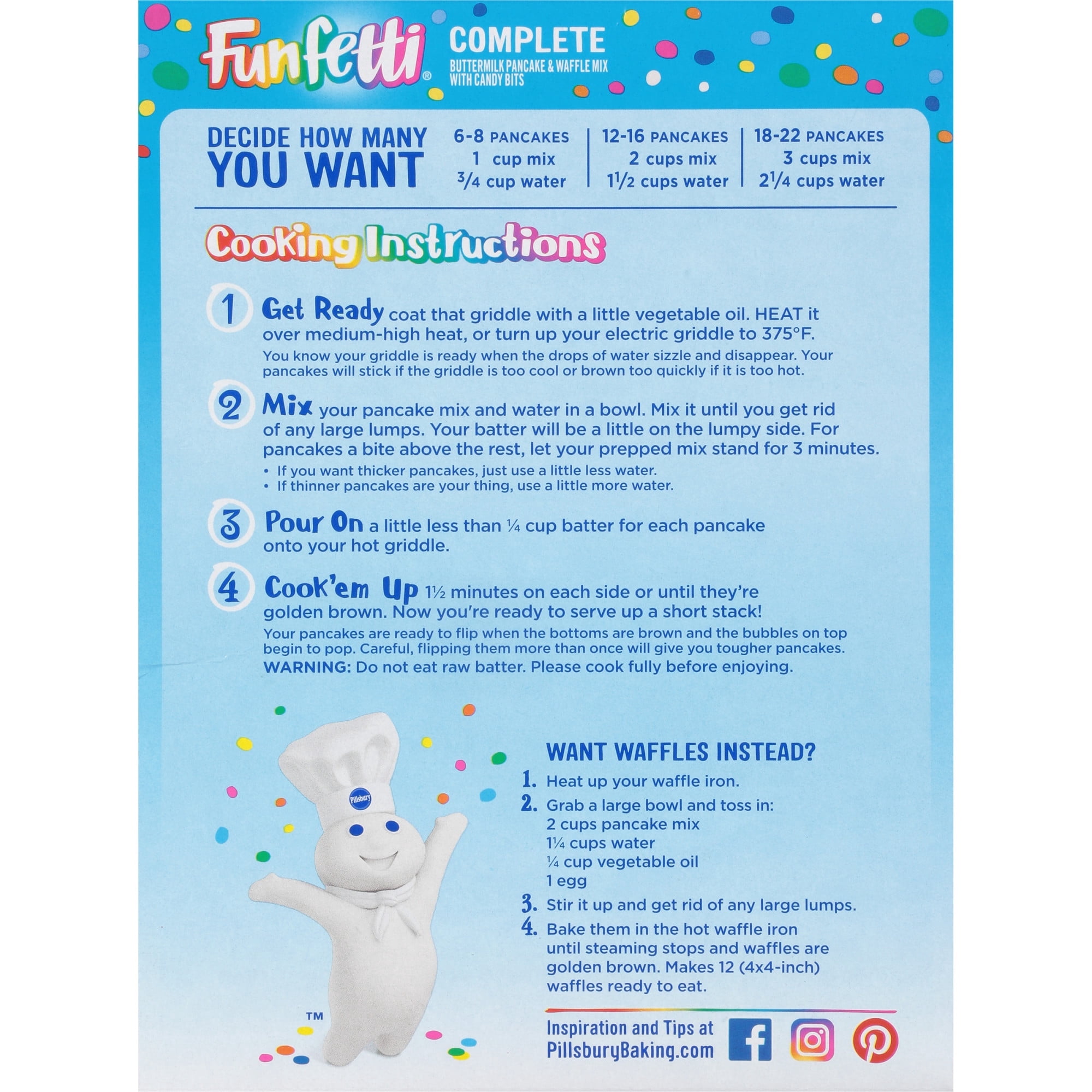 Pillsbury Funfetti Complete Buttermilk Pancake and Waffle Mix 28 oz Box (Pack of 4)