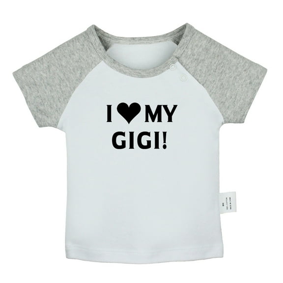 I Love My Gigi Funny T shirt For Baby, Newborn Babies T-shirts, Infant Tops, 0-24M Kids Graphic Tees Clothing (Short Gray Raglan T-shirt, 0-6 Months)