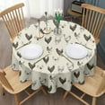 thumbnail image 3 of Beige Chicken Sketch Pattern Round Tablecloth 60"x60",Wrinkle Wipeable Table Cloth for Kitchen Dining Room Picnic Patio Party, 3 of 6