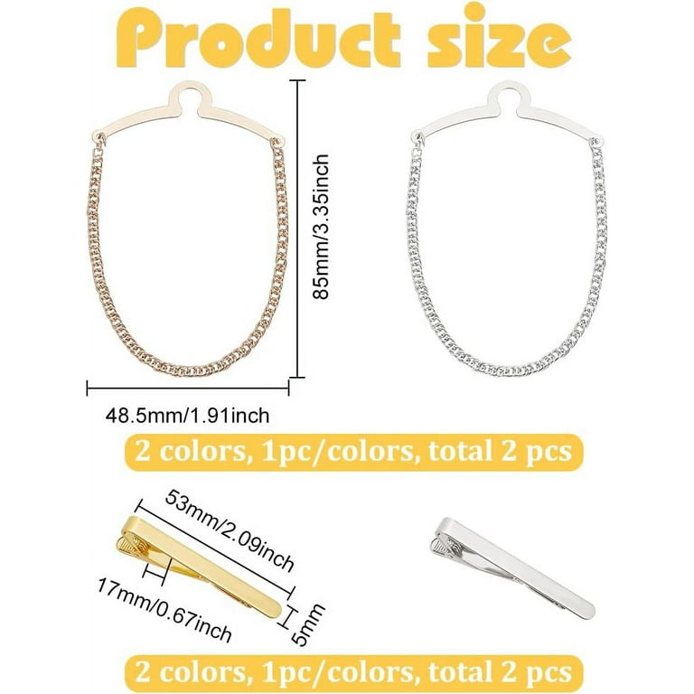 1 Box 4 Pack Men for Tie Chain Classic Platinum & Golden Tie Clips