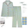 thumbnail image 1 of Conjunto de pijama para mujer, cárdigan de manga larga con solapa, conjunto de 2 piezas, ropa exterior para el hogar para estudiantes, primavera y otoño, 1 of 5