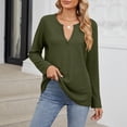 thumbnail image 6 of VISALY Long Sleeve Shirts Pullover Sweatshirts V Neck Waffle Knit Sweatshirt Oversized Sweatshirt Lightweight Fashion Sweatshirt Basic Sweatshirts Tunic Tops B Xl, 6 of 9