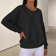 thumbnail image 4 of Womens Oversized Long Sleeve Pullovers Solid Color Crewneck Long Sleeve Casual Tops Waffle T-shirt, 4 of 5