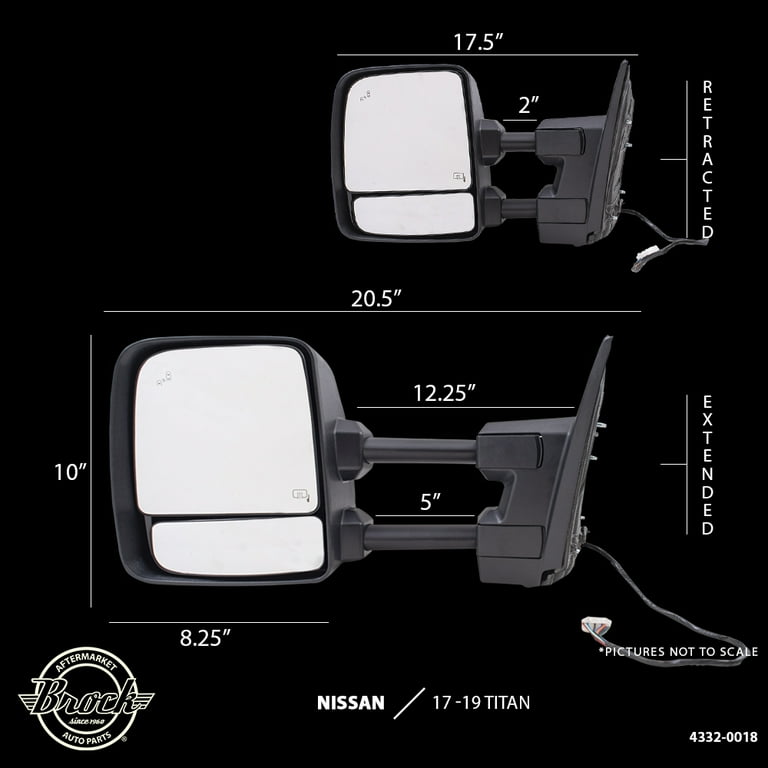 Brock Driver Side Power Tow Mirror With Heat & Signal - Compatible With 2013-2018 Ram 1500-5500 & 1500 Classic