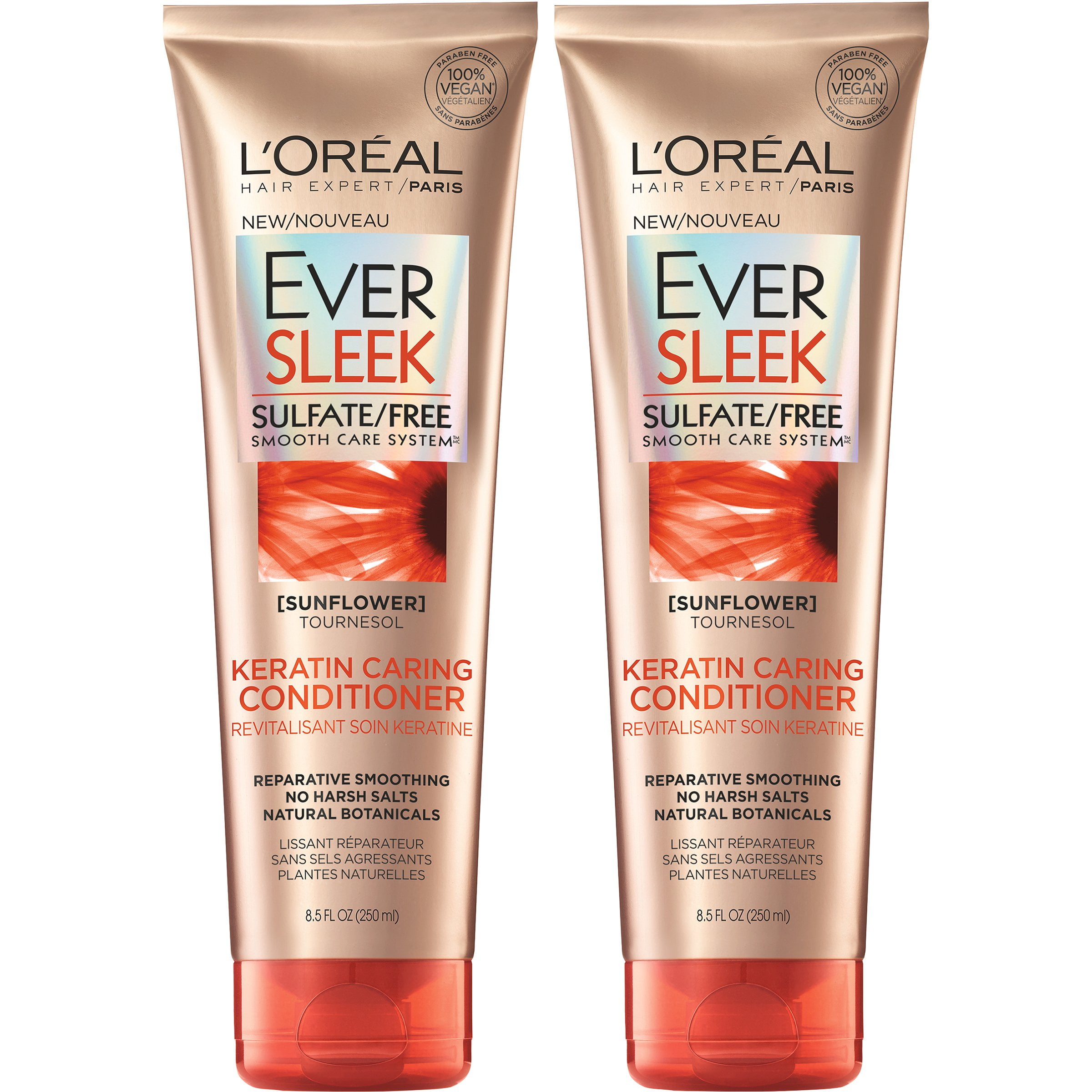 L'Oréal Paris Hair Care EverSleek Keratin Caring Conditioner, 2 Count (8.5 Fl