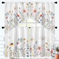 thumbnail image 6 of Floral Leaves Curtain for Kitchen Bathroom Watercolour Pink Flower Rod Pocket Window Tier Curtains Valance Set 4 Pcs Plant Printed Valances 27W x 36L*2 Curtains 27W x 36L*2, 6 of 6