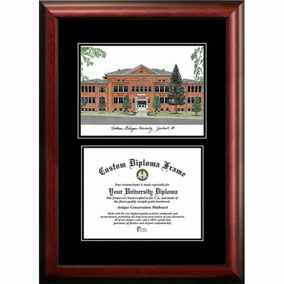 Campus Images MI995D-108 8 x 10 in. Eastern Michigan Diplomate Diploma Satin Mahogany Frame