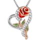 thumbnail image 1 of Collar de rosas para mujer, colgante de corazón de amor 5a, joyería, 1 of 5