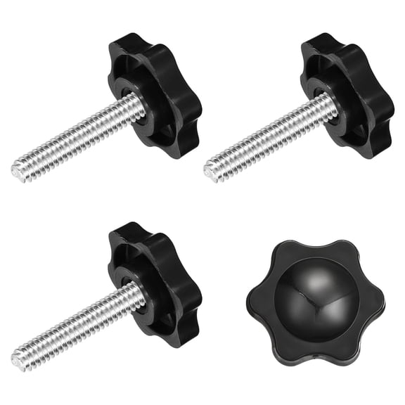 Uxcell 4Pack Clamping Screw Knob, M6 x 30mm Hex Shaped Star Knob for Umbrella Base Mechanical Furniture, 25mm Dia