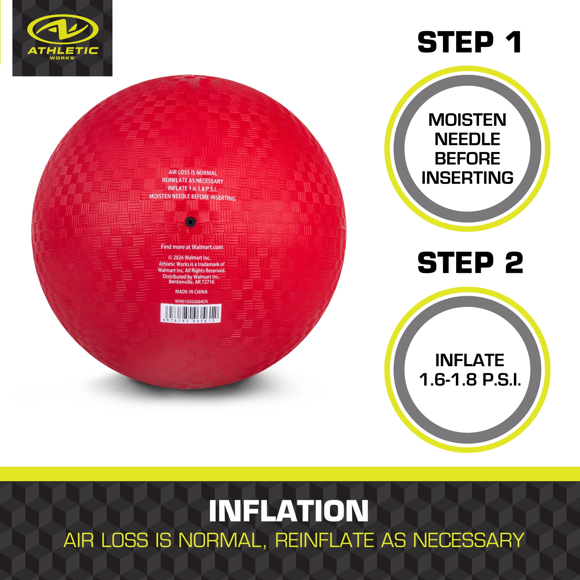 (2 pack) Athletic Works Red 8.5-inch Playground Ball for Kickball and Other Outdoor Fun