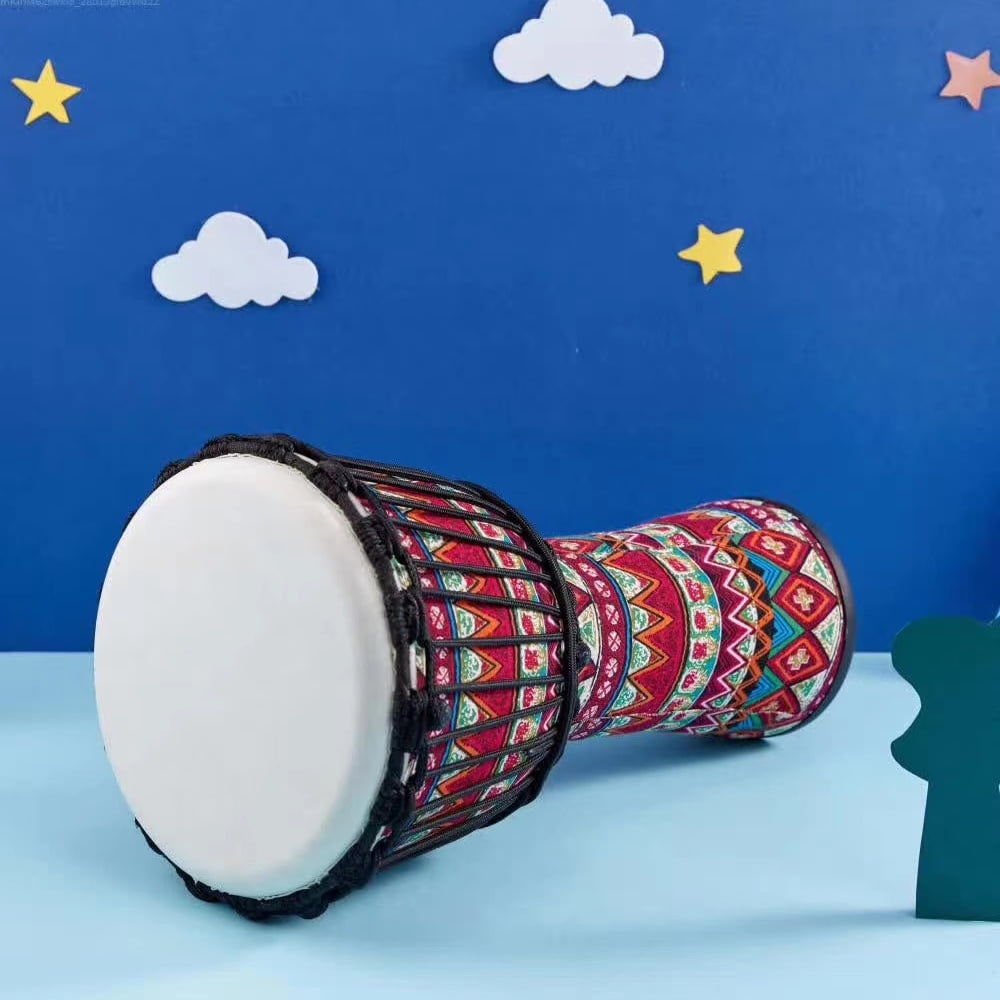 8-Inch African Djembe Hand Drum - Portable Percussion Musical Instrument with Colorful Art Designs