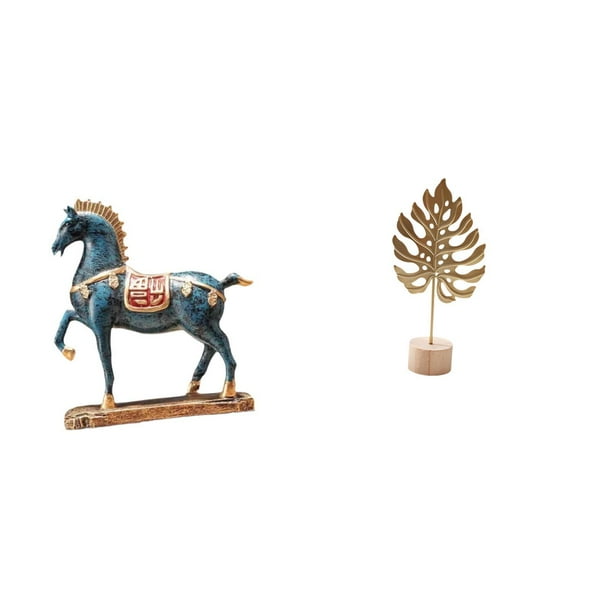 Figura de caballo,Figura de caballo Escultura animal coleccionable,Adorno de centro de mesa con estatua de caballo de resina,Escultura de hojas,Estatua de hoja de metal Escultura de hoja