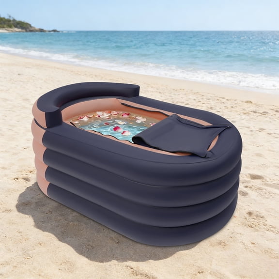 1.4m Portable Inflatable Hot Tub with Electric Air Pump, Foldable Spa Tub, Freestanding Inflatable Bathtub
