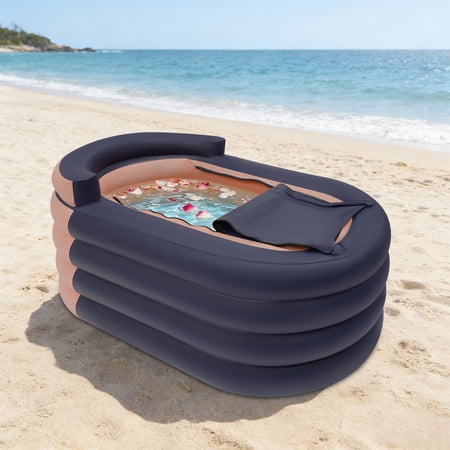 1.4m Portable Inflatable Hot Tub with Electric Air Pump, Foldable Spa Tub, Freestanding Inflatable Bathtub
