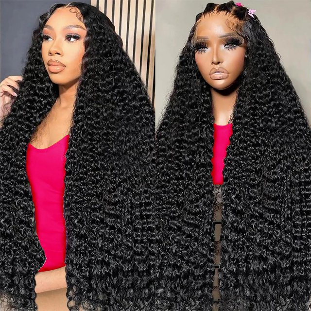 Peluca con encaje en la parte delantera DOSYVI Deep Wave, 30 pulgadas, densidad del 200%