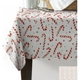 thumbnail image 2 of Candy Cane Pattern Christmas Tablecloth 60x120 Inch, White Red Table Covers Water-Repellent Polyester Fabric Table Cloth for Weddings Parties Banquet and Camping Outdoor Indoor 60 x 120 Inch, 2 of 6