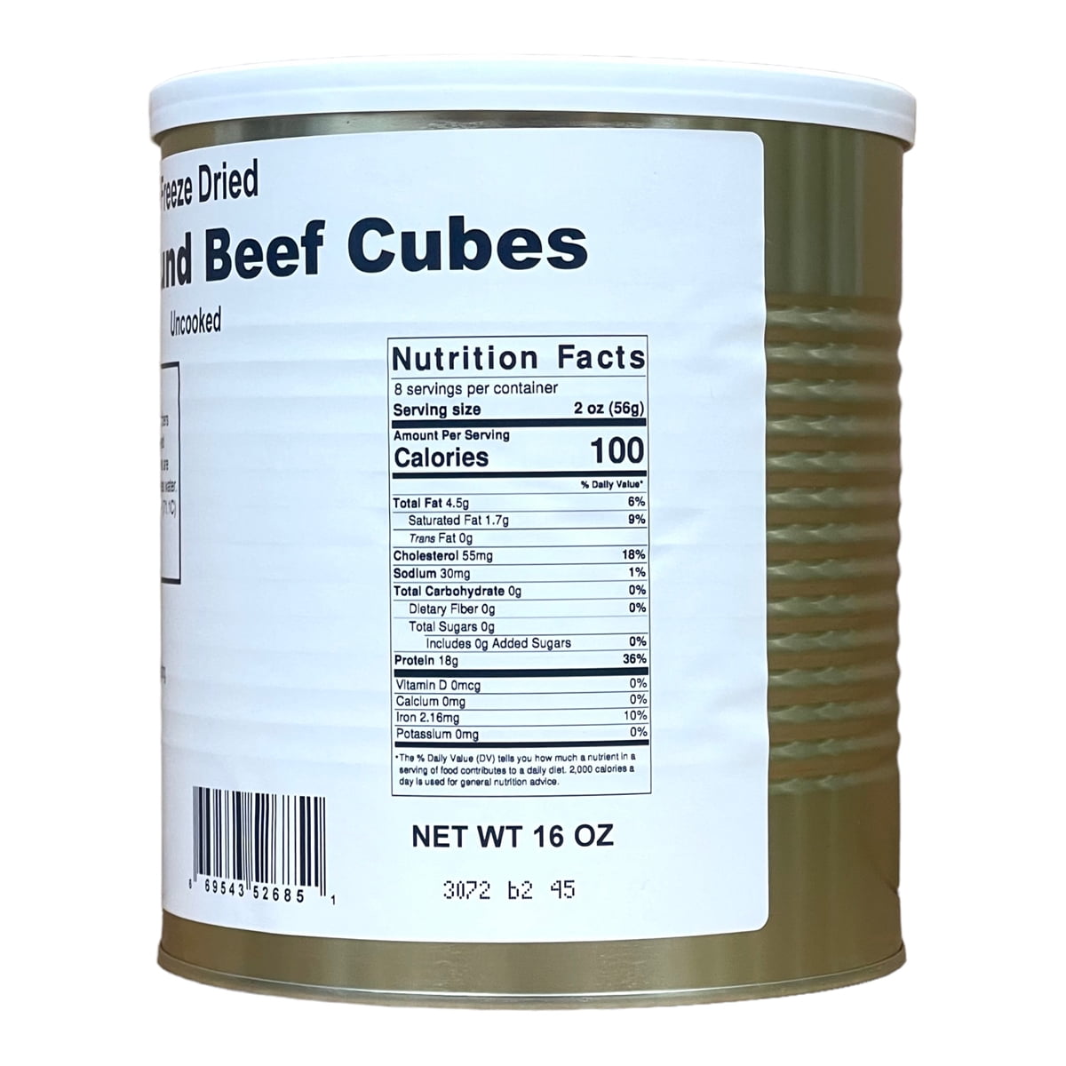 Military Surplus Freeze Dried Top Round Beef Cubes Emergency Survival Preparedness Food for Camping Hiking and Backpacking #10 Can - Single Can