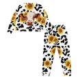 thumbnail image 3 of DISNIMO Cow Sunflower Printed 2 Piece Womens Pajamas Set Long Sleeve Shirt with Long Pant Crew Neck Loungewear Soft Breathable Nightwear Casual Pjs House Wear, XL, 3 of 7