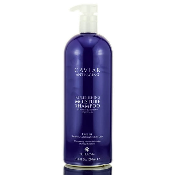 33.8 oz , Alterna Caviar Anti-Aging Replenishing Moisture Shampoo - Sulfate-Free Hair - Pack of 3 w/ Sleekshop Teasing Comb