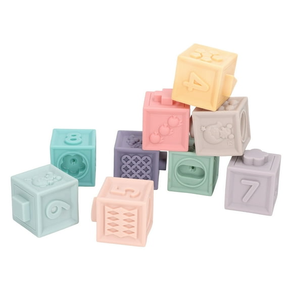 Atrae la atención de los bebés, 9 piezas de bloques de juguete para bebés, bloques de construcción suaves, bloques de dentición apilables, juguetes de máxima comodidad
