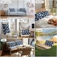 thumbnail image 6 of Blue Patchwork Outdoor Pillow Covers Set of 2 Snowflake Blue Flower Checkered Waterproof Throw Pillow Case Decorative Square Cushion Cover for Patio Couch Garden Balcony, 20"x12", 6 of 9