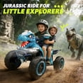 thumbnail image 4 of 12V Dinosaur Kids Ride On Car, 2 Seater Electric Ride On Toy for Kids with Remote Control, Bluetooth, USB, 4 Wheel Suspension, Powered Dinosaur Toy Car for Boys and Girls Ages 3-8, Blue, 4 of 8
