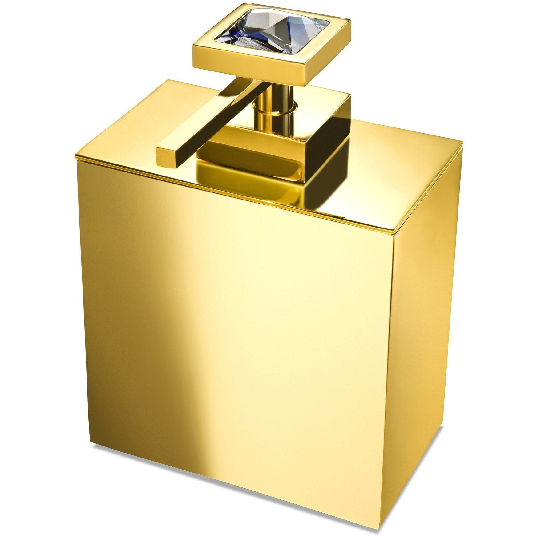 AGM Home Store Moonlight Square Gold Soap Dispenser With Swarovski Crystals