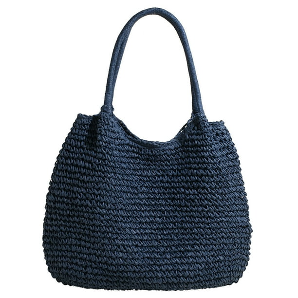 Bolso Tejido Playa Ganchillo Femenino Color Sólido para Mujer