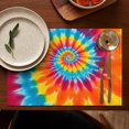 thumbnail image 5 of Colorful Rainbow Tie Dye Spiral Pattern Summer Placemats Table Placemats Set Of 4-Linen Kitchen Washable Placemats Table Mats 11.8"x17.7" Non-Slip Heat Resistant, 5 of 6