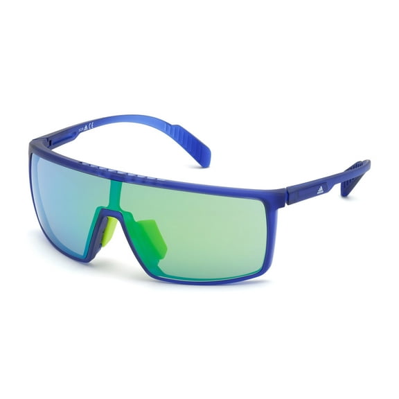 Adidas SP0004 Half Rim Shield Matte Blue Sunglasses