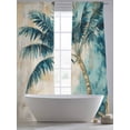 thumbnail image 5 of Teal Green Coconut Tree Sheer Curtains for Living Room Bedroom, Light-filtering Sheer Curtain, Tropical Plant Rod Pocket Voile Window Treatment Drapes, 52’’Wx96’’L, 2 Panels Set, 5 of 7