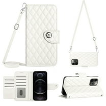 Charm Style for iPhone 12 Pro Case RFID Blocking Wallet Card Holder Leather PU Flip Cover Folio Lanyard Crossbody Strap Women Girl Magnetic Clasp Kickstand For iPhone 12 Pro, White