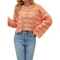 thumbnail image 4 of xiaxaixu Pull Tricoté pour Femmes Manches Longues Col Rond Creusé Vague Automne Mode Urbaine, 4 of 9