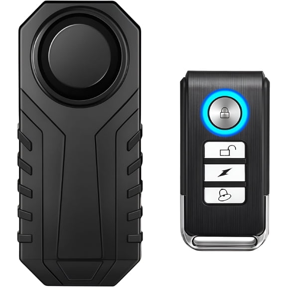 GJX Bike Alarm Lock with Remote Controller, Bicycle IP55 Waterproof Anti-theft Security Accessories, Black