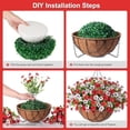 thumbnail image 3 of Artificial Silk Flowers Hanging Baskets Outdoors Indoors,Daisy with Eucalyptus Leaves Arrangement for Garden Yard Spring Summer Decor,Faux Green Plant in Metal Coconut Lining Flowerpot(Red and White), 3 of 7