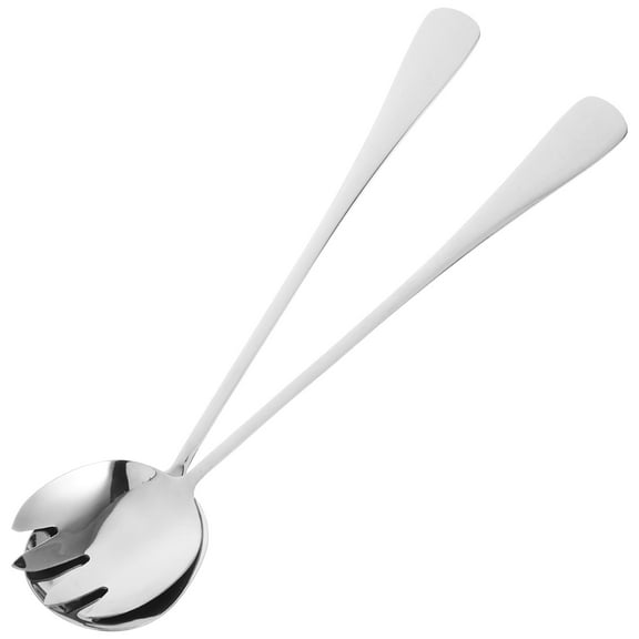 Masteelf WORGEOUS 1 Set Stainless Steel Long Handle Salad Forks and Spoons Slotted Assorted Serving Utensils for Buffet Cooking MixingSpoons Set