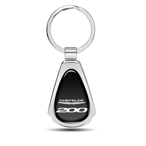 Chrysler 200 Black Dome Chrome Metal Teardrop Key Chain