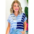thumbnail image 7 of Women's Sky Blue Stripe Colorblock Quarter Zip Collar Sweater Vest - Stylish & Breathable - [ZhiHiMeRi] | (US 4-6)S, 7 of 7