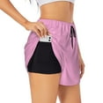 thumbnail image 1 of Balery Pink Pantalones cortos deportivos para mujer con forro y dos bolsillos, elásticos, para entrenamiento, gimnasio, yoga-Large, 1 of 7